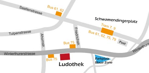 Anfahrtsplan Ludothek Schwamendingen